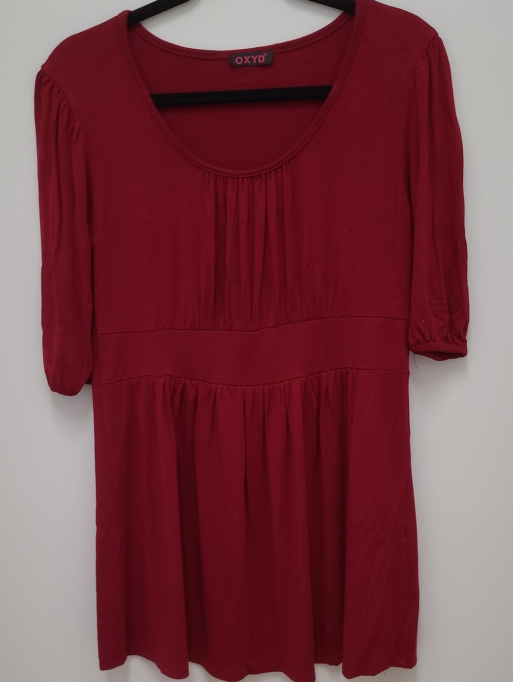 Women's Dark Red Scoop Neck Tunic
